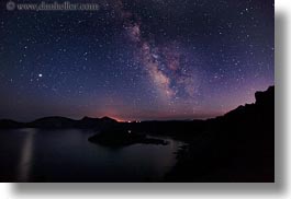 america, crater lake, galaxy, horizontal, lakes, long exposure, milky, milky way, nite, north america, oregon, stars, united states, way, photograph