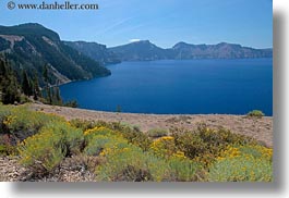 america, crater lake, horizontal, lakes, north america, oregon, shrubs, united states, vegetation, photograph