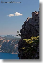 america, crater lake, lakes, north america, oregon, trees, united states, vegetation, vertical, views, photograph