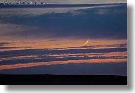 america, clouds, crescent, horizontal, landscapes, moon, north america, oregon, scenics, sunsets, united states, photograph