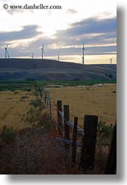 america, fences, landscapes, north america, oregon, scenics, united states, vertical, windmills, photograph