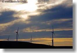 america, horizontal, landscapes, north america, oregon, scenics, sunsets, united states, windmills, photograph