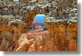 america, bryce canyon, holes, horizontal, north america, towers, united states, utah, western usa, photograph