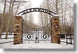 america, cemeteries, gates, glenwood, glenwood cemetery, horizontal, north america, park city, snow, trees, united states, utah, western usa, photograph