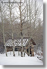 america, glenwood cemetery, graveyard, huts, north america, park city, snow, trees, united states, utah, vertical, western usa, photograph