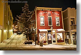 america, buildings, general, horizontal, nite, north america, park city, snow, stores, united states, utah, western usa, photograph