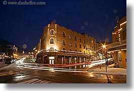 america, buildings, horizontal, long exposure, motion blur, nite, north america, park ave, park city, snow, streets, united states, utah, western usa, photograph