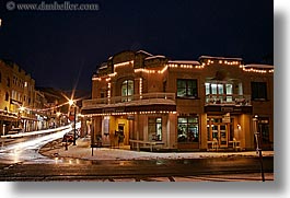 america, buildings, horizontal, long exposure, motion blur, nite, north america, park ave, park city, snow, streets, united states, utah, western usa, photograph