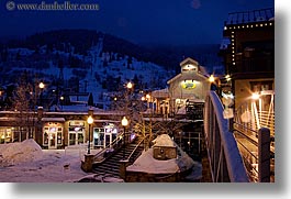 america, buildings, hillside, horizontal, long exposure, nite, north america, park city, snow, united states, utah, western usa, photograph