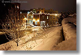 america, buildings, hillside, horizontal, long exposure, nite, north america, park city, snow, united states, utah, western usa, photograph