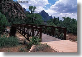 america, bridge, clouds, horizontal, landscapes, north america, united states, utah, western usa, zion, photograph