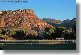 america, fences, horizontal, landscapes, mountains, north america, united states, utah, western usa, zion, photograph