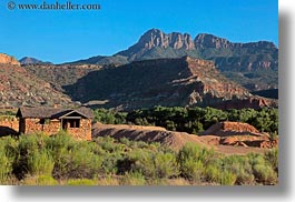 america, horizontal, houses, landscapes, mountains, north america, united states, utah, western usa, zion, photograph