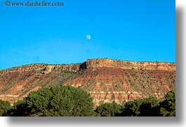 america, horizontal, landscapes, moon, mountains, north america, united states, utah, western usa, zion, photograph