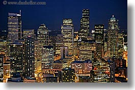 america, buildings, cityscapes, horizontal, nite, north america, pacific northwest, seattle, slow exposure, structures, united states, washington, western usa, photograph