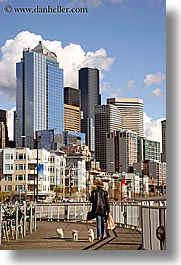 america, buildings, cityscapes, clouds, dogs, nature, north america, pacific northwest, seattle, sky, structures, united states, vertical, walkers, washington, western usa, photograph