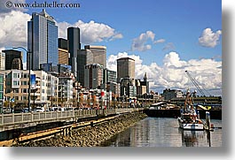 america, buildings, cityscapes, clouds, harbor, horizontal, nature, north america, pacific northwest, seattle, sky, structures, united states, washington, western usa, photograph