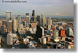 america, buildings, cityscapes, horizontal, mountains, nature, north america, pacific northwest, rainier, seattle, snowcaps, structures, united states, washington, western usa, photograph