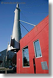 america, arts, buildings, fremont, north america, pacific northwest, red, rocket, sculptures, seattle, united states, vertical, washington, western usa, photograph