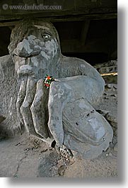 america, arts, flowers, fremont, materials, north america, pacific northwest, sculptures, seattle, stones, troll, united states, vertical, washington, western usa, photograph