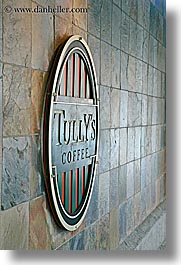 america, coffee, north america, pacific northwest, seattle, signs, tullys, united states, vertical, washington, western usa, photograph