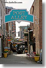 alleys, america, north america, pacific northwest, pike place, posts, seattle, signs, united states, vertical, washington, western usa, photograph