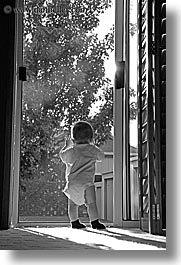 babies, black and white, boys, doors, infant, jacks, may, sliding, vertical, photograph