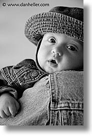 babies, black and white, boys, denim, infant, jacks, vertical, photograph