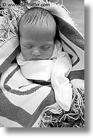 babies, black and white, blankets, boys, infant, jacks, sleep, sleeping, vertical, photograph