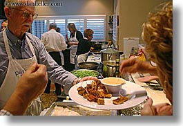 apron, bob, clothes, cooks, foods, horizontal, men, people, personal, senior citizen, serving, photograph