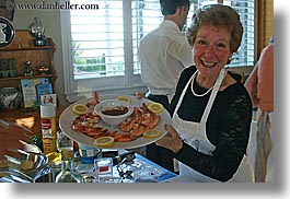 apron, clothes, cooks, foods, horizontal, mothers, people, personal, senior citizen, shrimp, womens, photograph